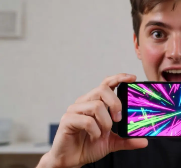 Klatka z wideo pokazująca gracza testującego Scritchy Scratchy na telefonie